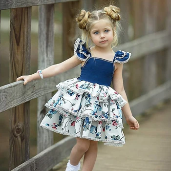 

Girls Dresses Children Casual Ball Gown Dress Summer Girls Flying Sleeve Clothes Party Dress Kids Girls Princess Dress
