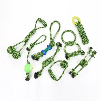 

Cotton Rope Dog Chew Toy Pet Durable Bite Resistant Cotton Rope Toy Set Dog Teeth Cleaning Molar Chew Tool Interactive Toy