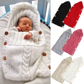 

Baby Sleeping Bag Newborn Winter Autumn Warm Infant Stroller Cotton Knitted Envelopes Blanket Unisex Fleece Sleep Sack