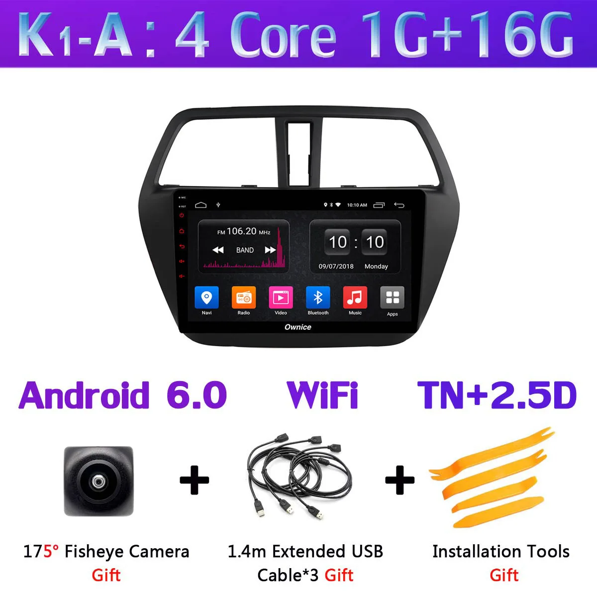 360 ° камера Android 9,0 4G+ 64G gps радио CarPlay DSP автомобильный мультимедийный плеер для Suzuki SX4 S-Cross 2013 - Цвет: K1-A