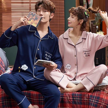 

Lovers pajamas Sets Long-sleeved Cotton Autumn pajamas for women Cartoon pijamas Loose Couple Set Sleepwear pijama hombre