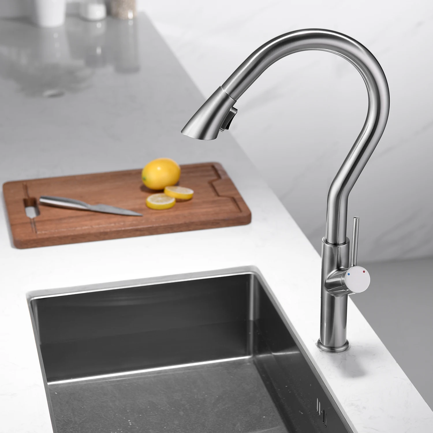 

New Kitchen Faucets With 2 Spray Modes Single-Handle High-Arc Swivel Rotatable Pull Down Bathroom Sink Sprayer Pull Out Faucets