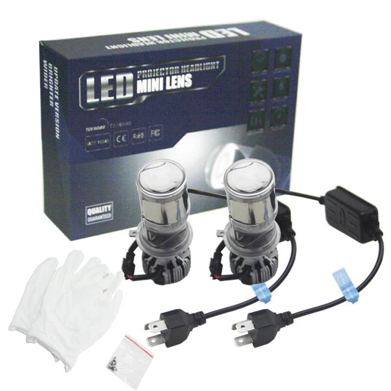 

Bedehon 1 Set H4 9003 LED Mini Bi-LED Projector 1.5 inch Headlight Lens 40W 5500K Headlamp Retrofit DIY Car Styling Hi Lo Beam