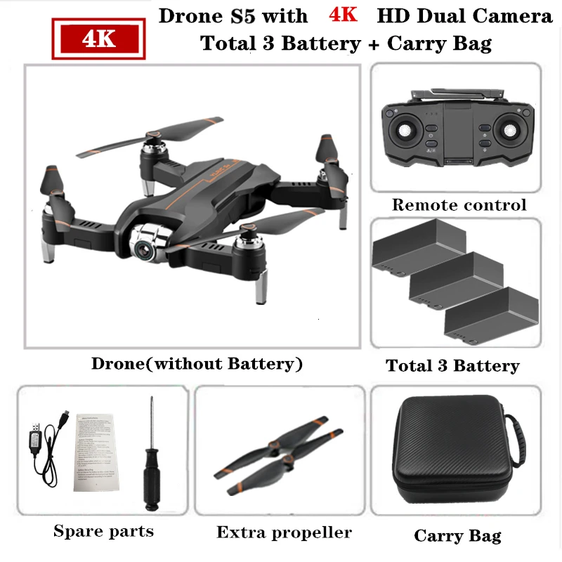 4K-Carry Box-3 Радиоуправляемый Дрон 4K HD камера WiFi FPV оптический поток Следуйте Квадрокоптер держать высоту полета RC вертолет игрушки подарок - Цвет: 4K-Carry Box-3