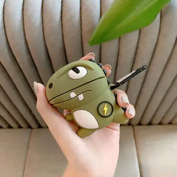 

Silicone Protective Case Dinosaur Cover Protector with Carabiner for Airpods 1/2