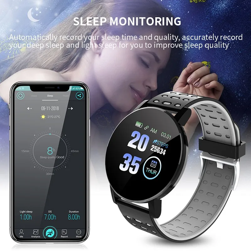 Smart 119 Plus Bracelet IP65 Waterproof Fitness Tracker Pedometer Fitness Tracker Smartwatch men woman Kids Bluetooth 4.0 Phone