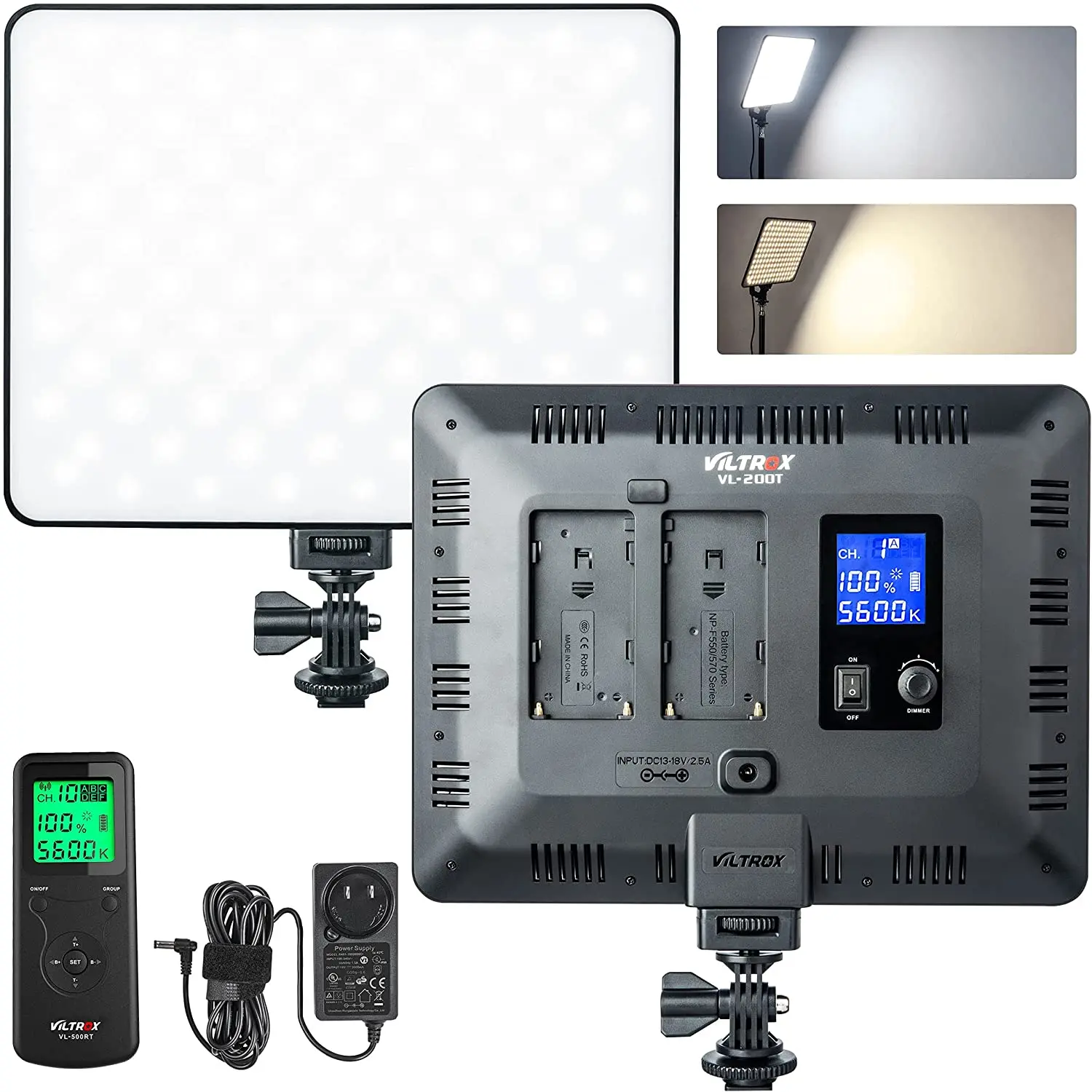 Viltrox VL-200T超薄型調整可能LEDビデオライトパネル,ライトパネル,3300k-5600k cri 95,リモコン付き