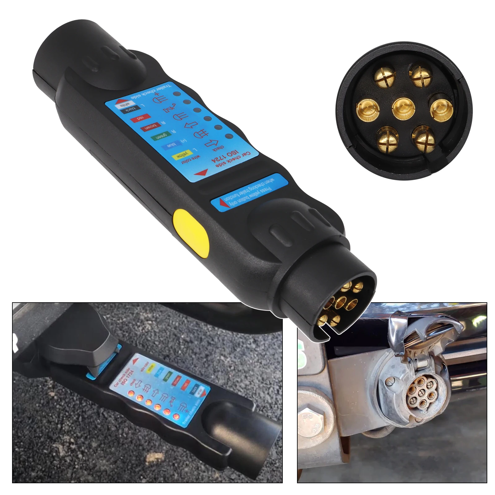 European 7 Pin 12V Trailer Socket Tester High Quality Wiring Circuit Light Test Tool Truck Accessories Car Circuit Testing Tools pat test passed or failed stickers electrical safety self adhesive labels vinyl stickers accessories