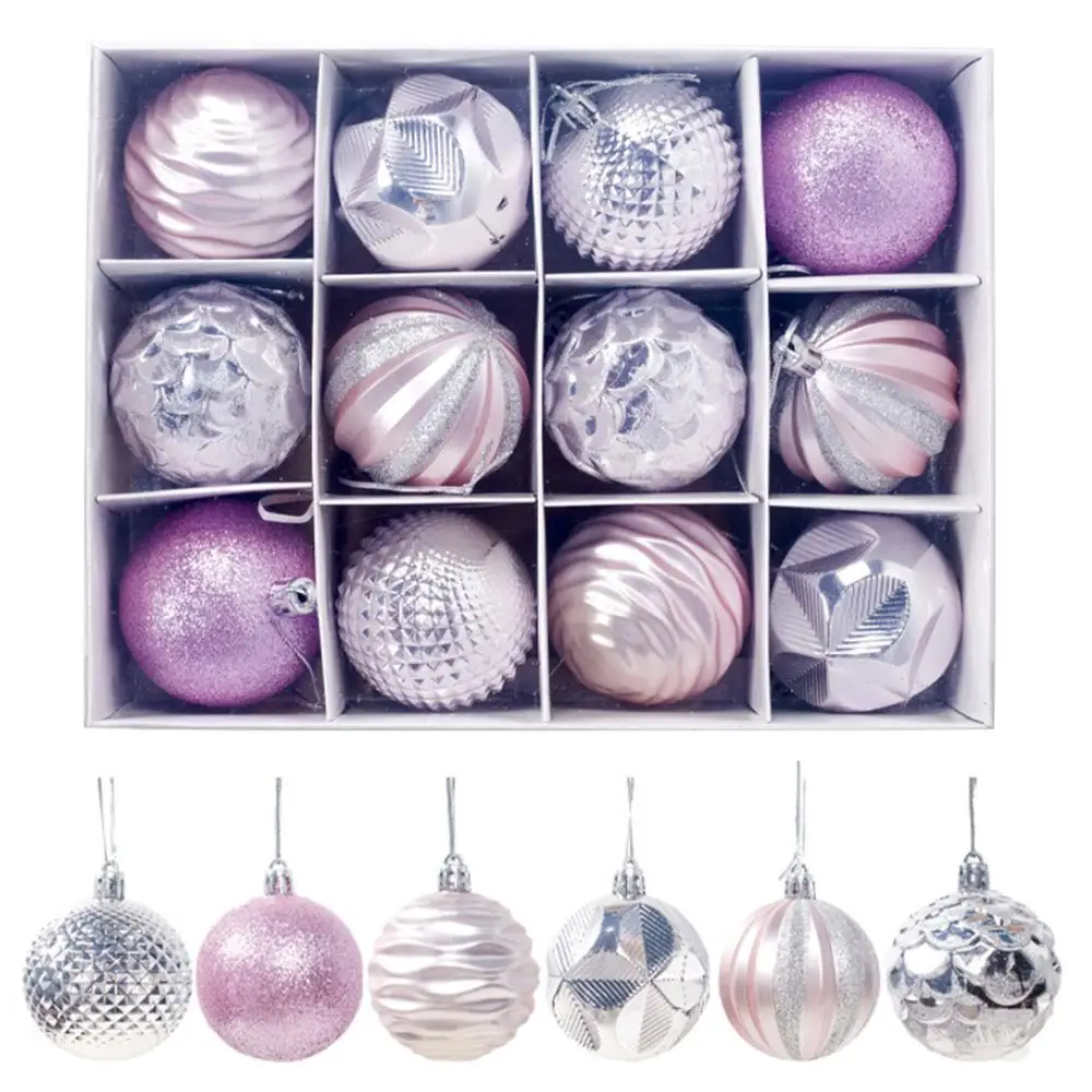 F Besegad 12pcs Shatterproof Christmas Tree Hanging Balls Xmas Tree Decor Ball Pendants Ornaments Christmas Home Decoration Toy - Цвет: F