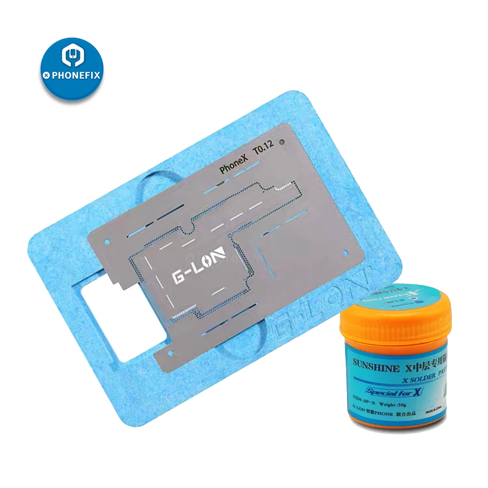 

PHONEFIX Professional G-Lon Middle Layer Board BGA Reballing Stencil Set with Solder Paste for iPhone X Motherboard Repair Tool