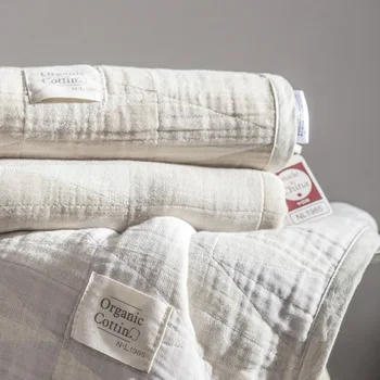 

Organic Cotton Baby Blanket 4 Layers Muslin Swaddle Blanket Baby Bedding Cover Baby Blankets Newborn Quilt 200x145cm