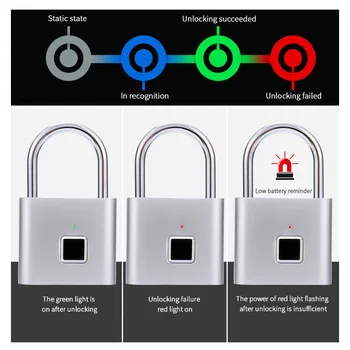 

New Towode Keyless Fingerprint Lock USB Rechargeable Door Lock Smart Padlock Quick Unlock Zinc Alloy Metal Self Developing Chip