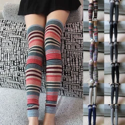Autumn And Winter Warm Pile Sock Cover Color Fine Color Stripe Rabbit Wool Leg Guard Cover Hemp Knee Long Boots Cover Female