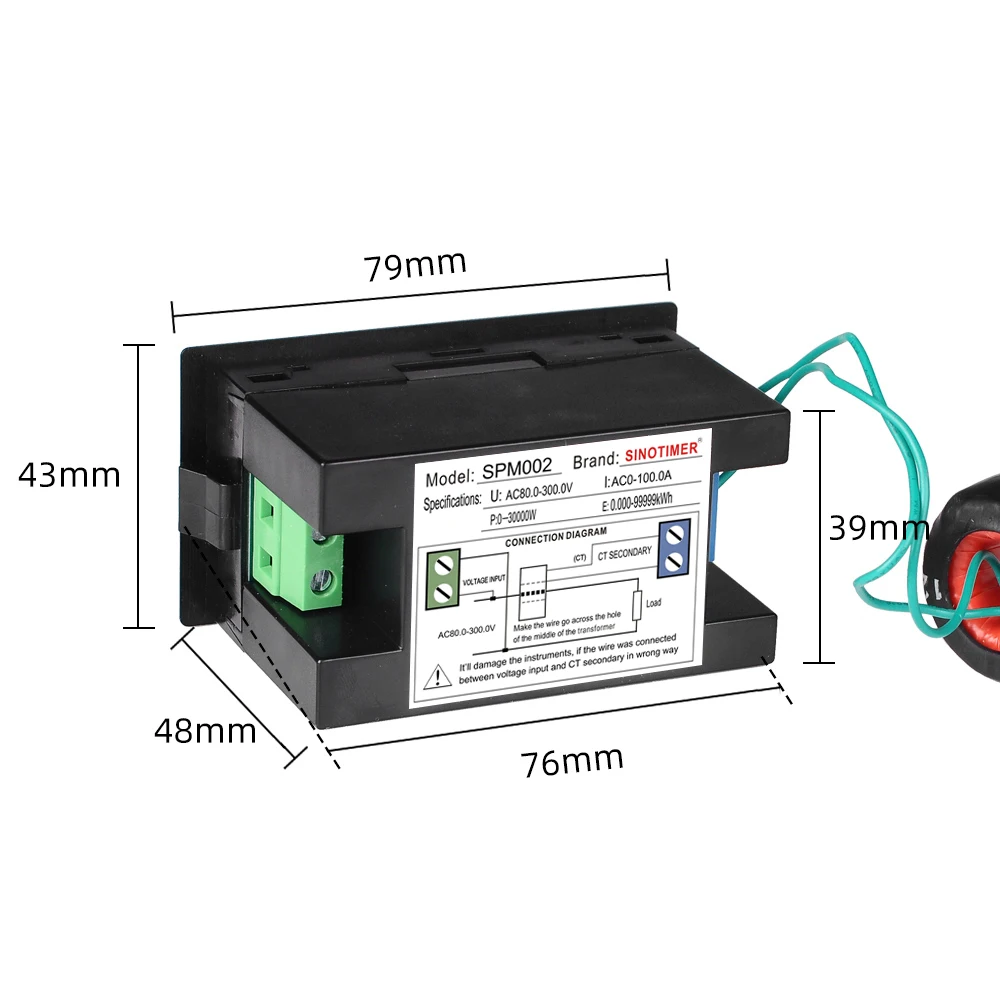 Color HD LCD Display Panel Meter Energy Watt Meter with Voltmeter Ammeter Power Meter AC Multimeter 80-300V 300-450V 100A