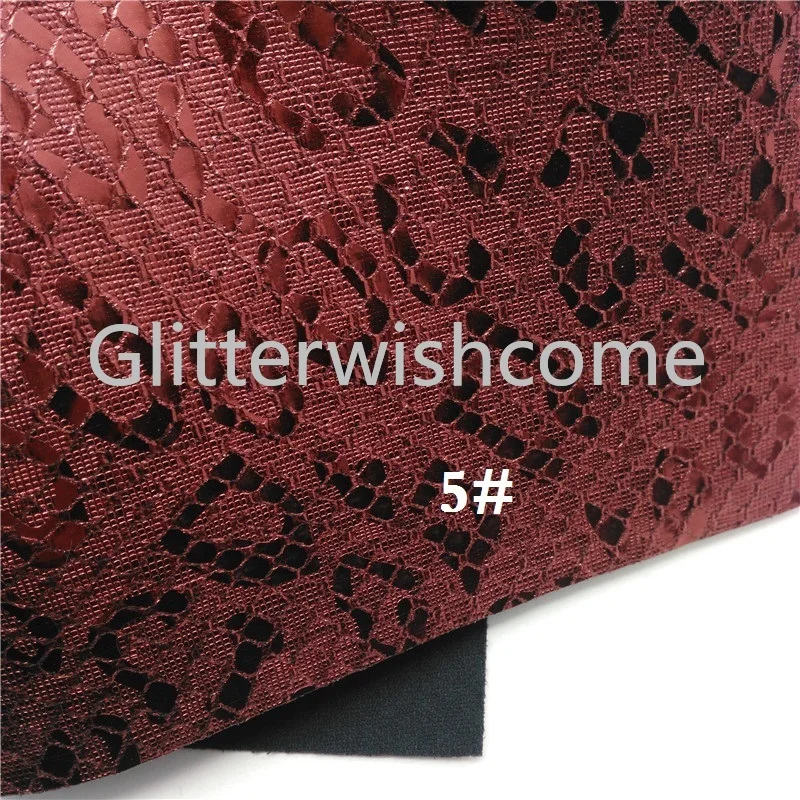Glitterwishcome 21X29 см A4 Размер металлик синтетическая кожа, трещина змея, леопард искусственный из искусственной кожи Ткань Винил для бантов, GM586A