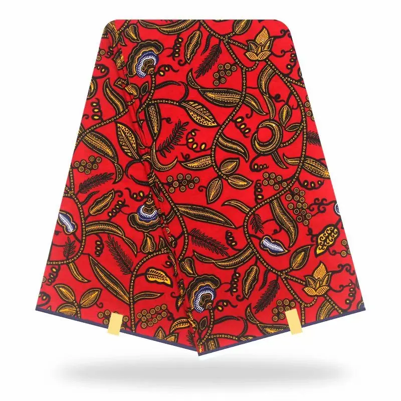 Высокое качество хлопок красные цветы настоящий воск Анкара африканская ткань с принтом для свадебного платья восковая Ткань 6 ярдов Y90905-14