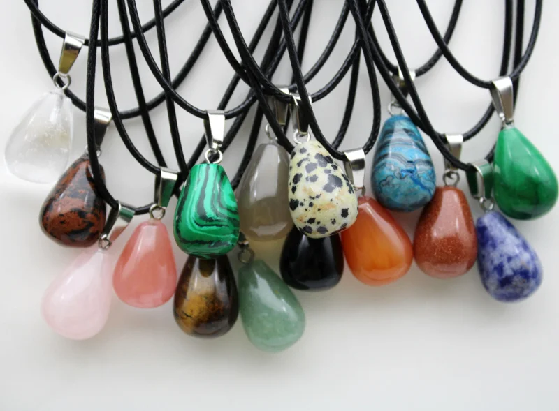 

Hot sale Water droplets Necklaces Pendants Natural Stone quartz Crystal agates malachite pendant For Women Jewelry 18*13mm
