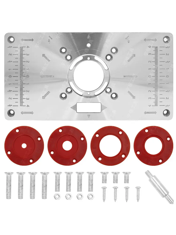 Wood Boring Machinery Router Table Insert Plate Aluminum Trimming Machine Engraving Flip Board with 4 Rings Woodworking Benches Table wood pellet machine Woodworking Machinery