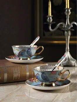 

Ceramic Creative Mugs with Spoon & Tray Breakfast Milk Coffee Cup Drinkware Tea Cup Kitchen Supplies Wedding Gift Pastoral Style