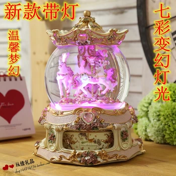 

zm Super large gold nouveau riche carousel crystal ball music box music box to send men and women friends wife birthday gift