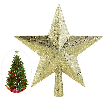 

Christmas Tree Top Star 11.5cm Double-Sided Gold Powder Three-Dimensional Five-Pointed Star Mini Star Christmas Tree Topper