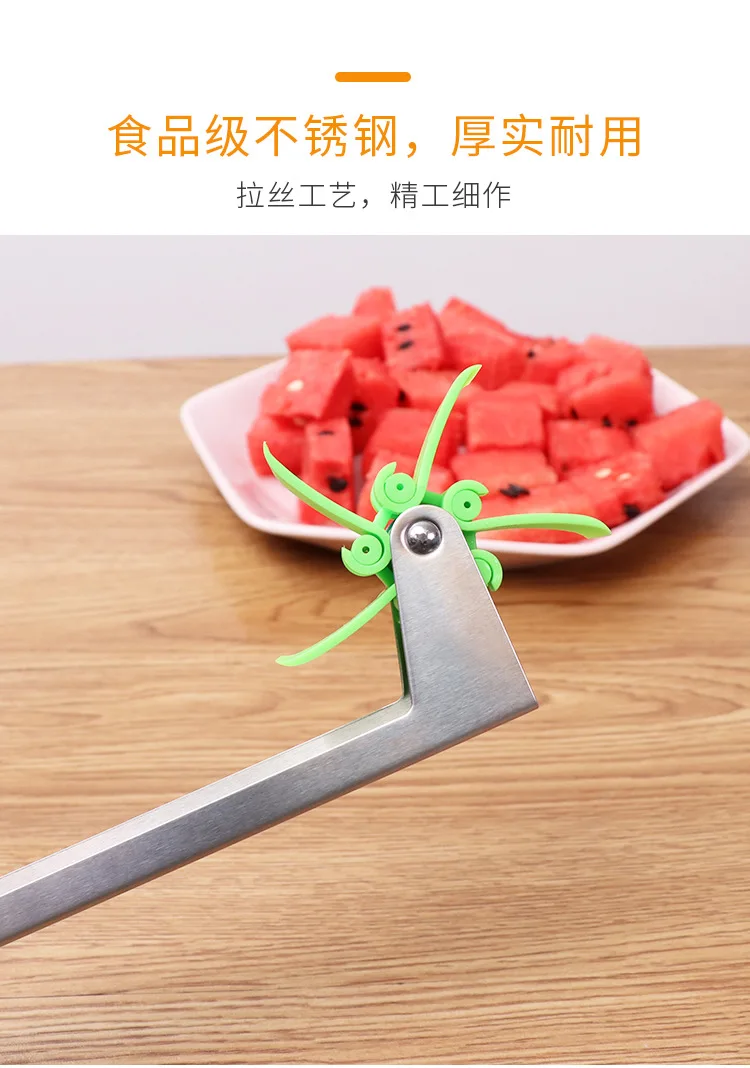 Watermelon Slicer Cutter Tongs Corer Fruit Melon Stainless Steel Tools NEW Watermelon Cut Refreshing Watermelon Cubes Kitchen