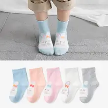 DSstyles 5 пар/компл. дети мультфильм Bummy Pattern Хлопок, высота до середины голени, Длина дышащие хлопковые носки без пятки детские носки комплект