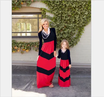 

Mommy and me fashion Long sleeve Autumn dress 2020 Mother & kids New Striped Mother daughter dresses family matching outfits
