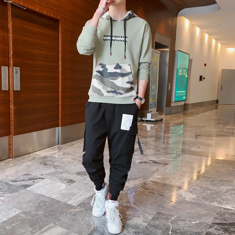 

Men Hoodie Set Spring And Autumn Korean-style Trend Sports Casual Loose-Fit Cool Set Popular Brand Men'S Wear
