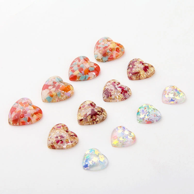 

10pcs New Vintage Earrings 2020 Geometric Resin Square Love Heart Inlay Gold Foil Shell Pearl Earring Material Diy Accessories