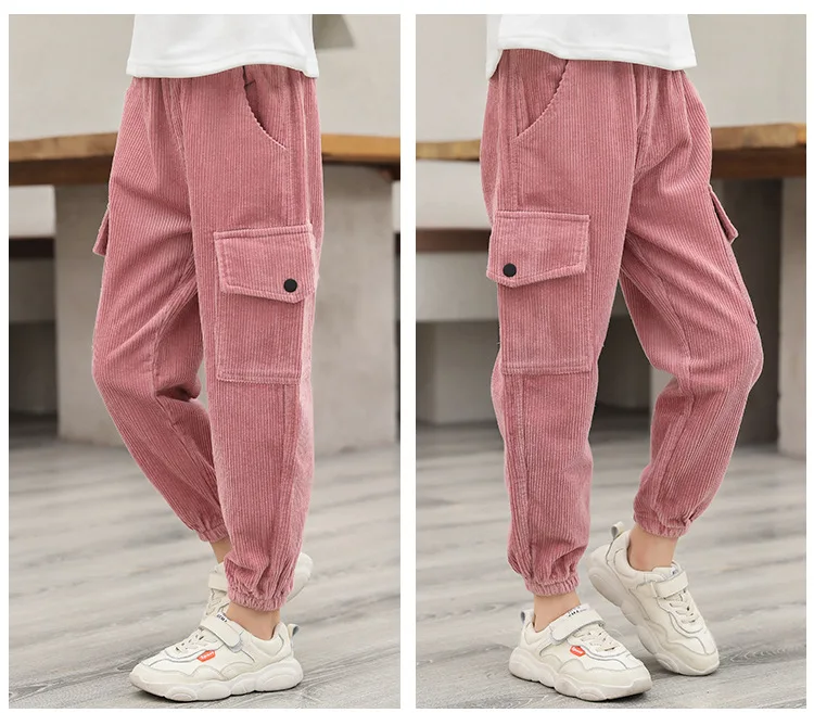 Big Girls Thicken Corduroy Pants Kids Winter Warm Cargo Pants New 4-13Y Children's Wear Girl Cotton-padded Trousers Costume