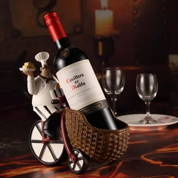 

European Wine Rack Chef Miniature Figurines Wine Stand Red Wine Holder Bar Kitchen Shelf Decor Accessories Vintage Home Decor