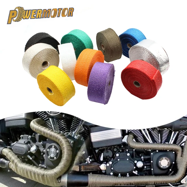 Enduro Motocross Muffler Thermal Tape Exhaust System Motorcycle Heat Wrap Shield Fiberglass with Stainless Ties 5cm 5M Dirt Bike