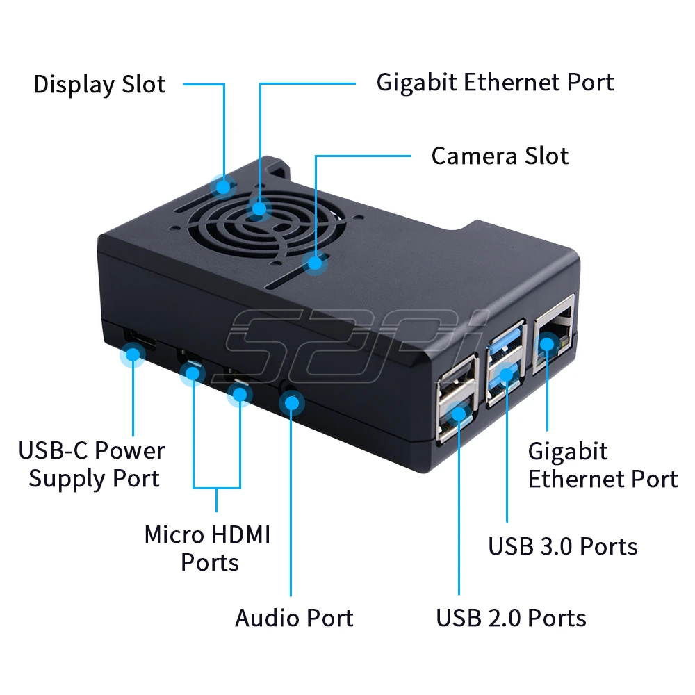 52Pi ABS черный/прозрачный корпус Корпус Крышка для Raspberry Pi 4 с охлаждением вентиляторные радиаторы для Raspberry Pi 4B