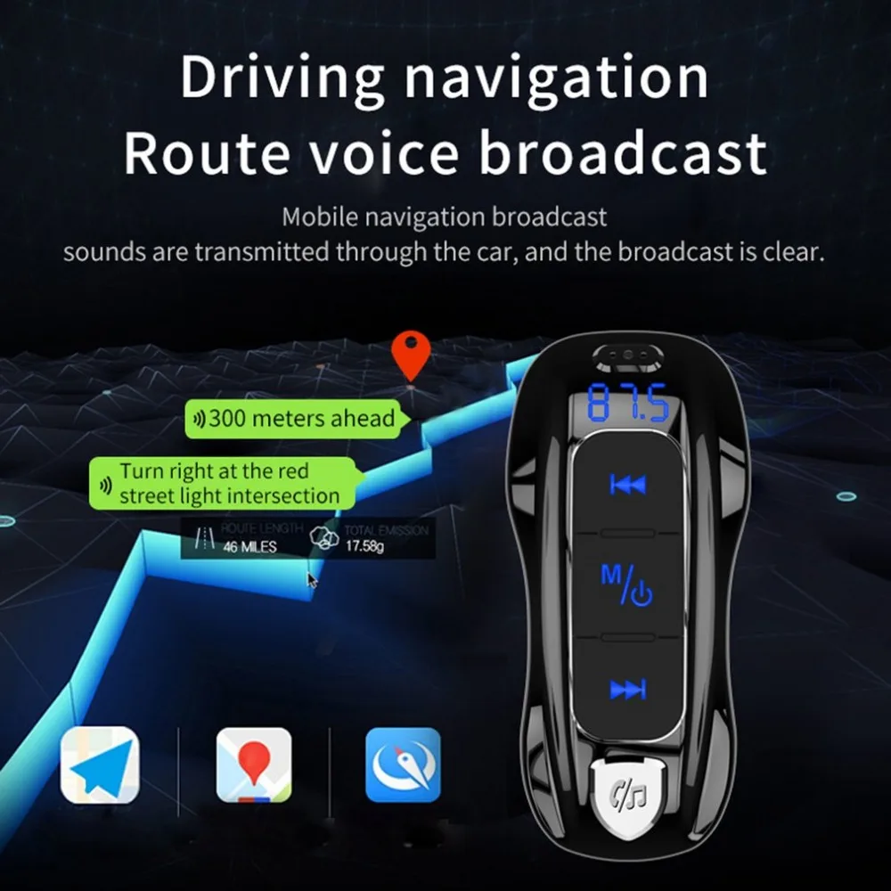 BC55 18 Вт PD 3,0 QC 3,0 Быстрая зарядка USB зарядное устройство беспроводной 5,0 Hands-free автомобильный комплект беспроводной fm-передатчик модулятор