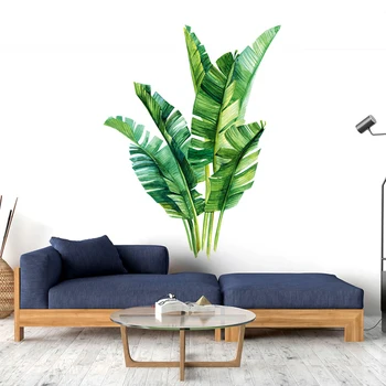 

Removable 3D Green Plant Wall Stickers DIY Large Leaf room bedroom wall stickers household adornment wall stickers on the wall