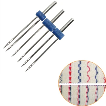 

Hot Sale 3Pcs Steel sewing machine needle Double twin Needles Sewing Needles Pins knitting needles Needlework