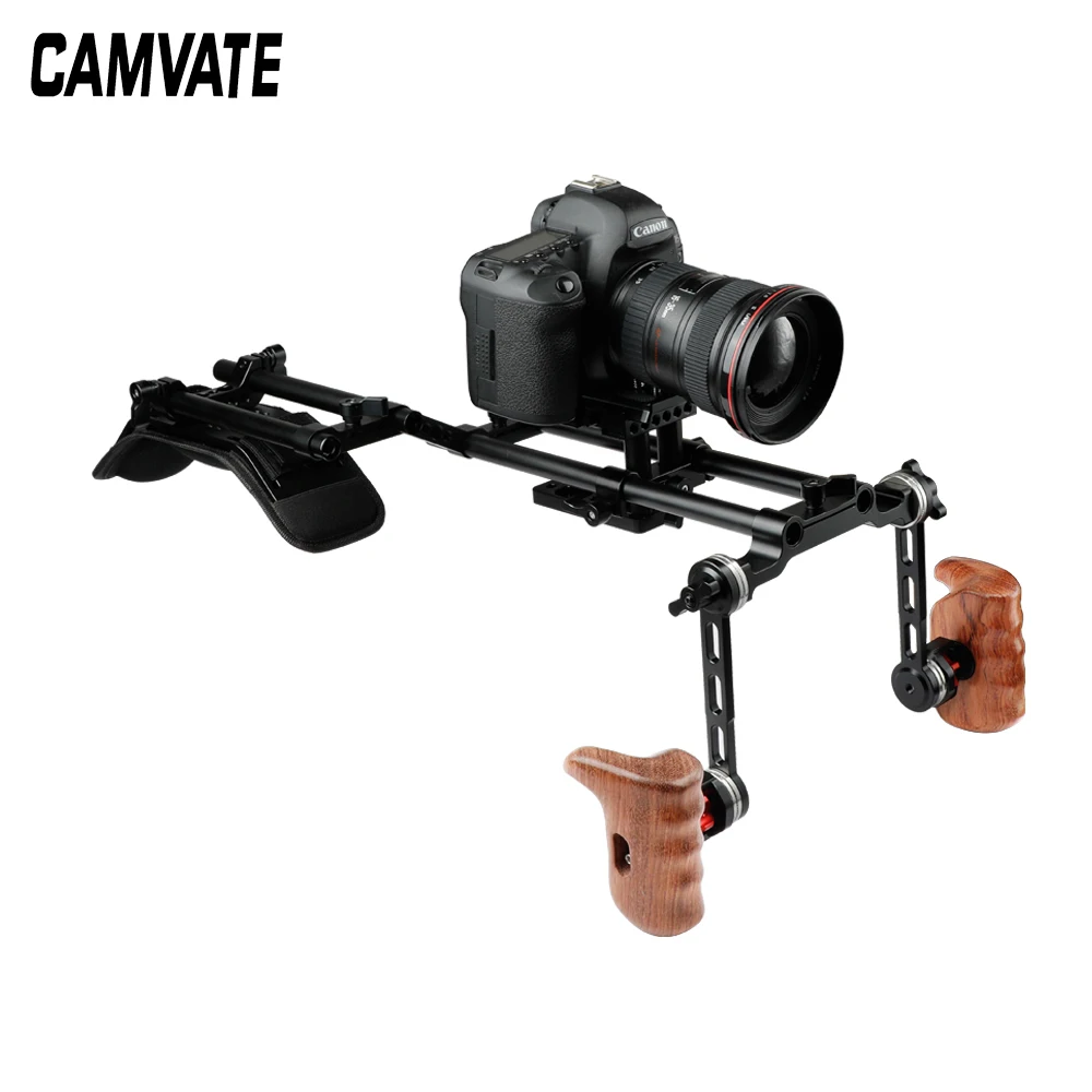 CAMVATE Pro плечевое крепление с Manfrotto QR основание и ARRI розетка двойная деревянная