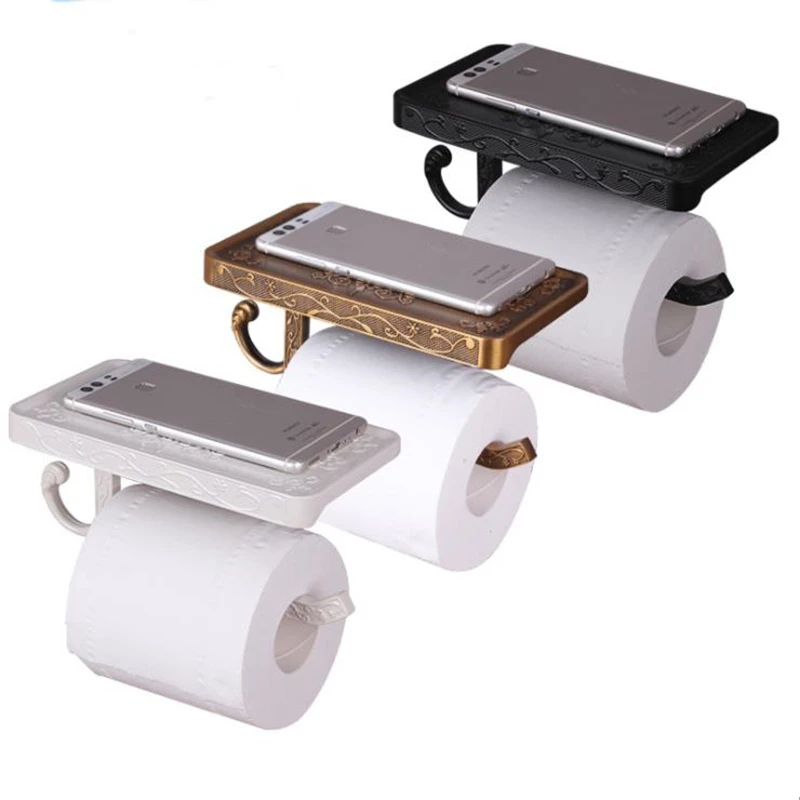 Набор оборудования для ванной комнаты белый бумажный держатель для мобильного телефона Космический алюминиевый античный держатель рулона с полка, туалетный бумажный ящик настенное крепление