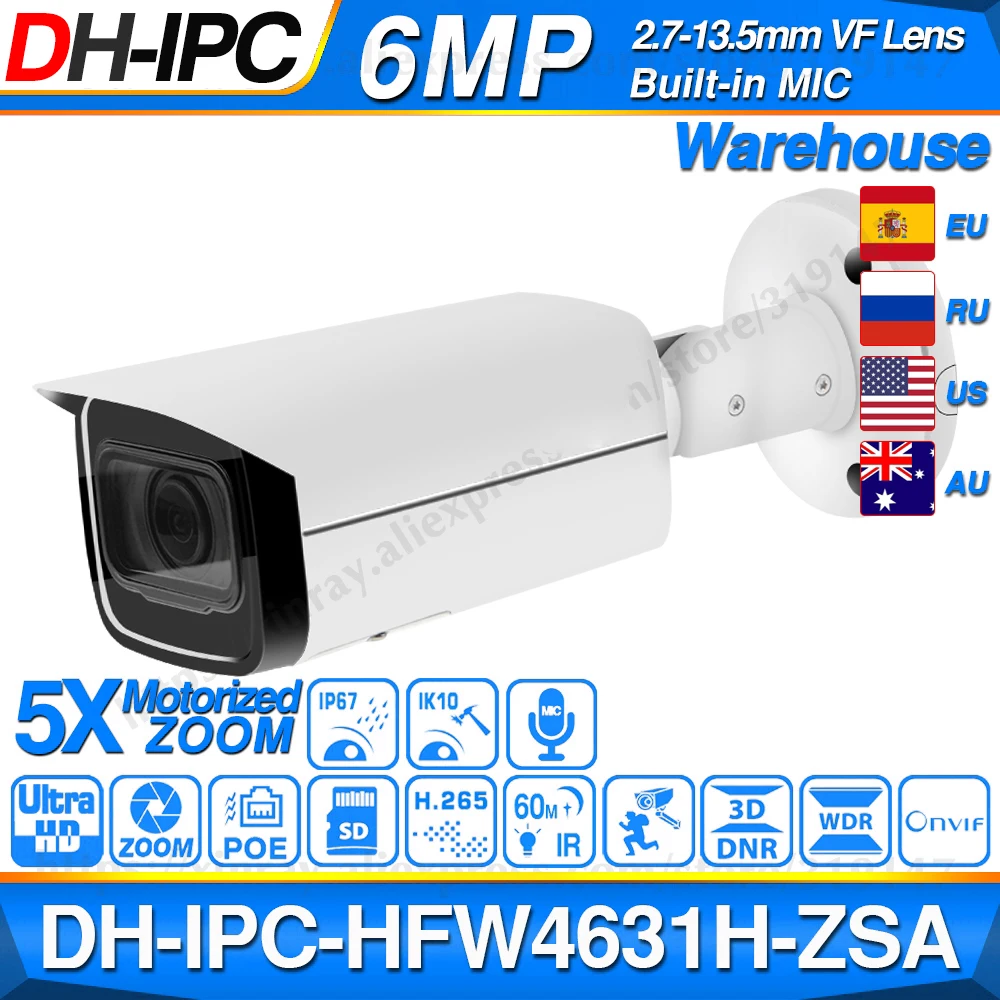 Камера Dahua 6 МП IP 2 7 ~ 13 5 мм кратный зум объектив VF встроенный микрофон слот для SD