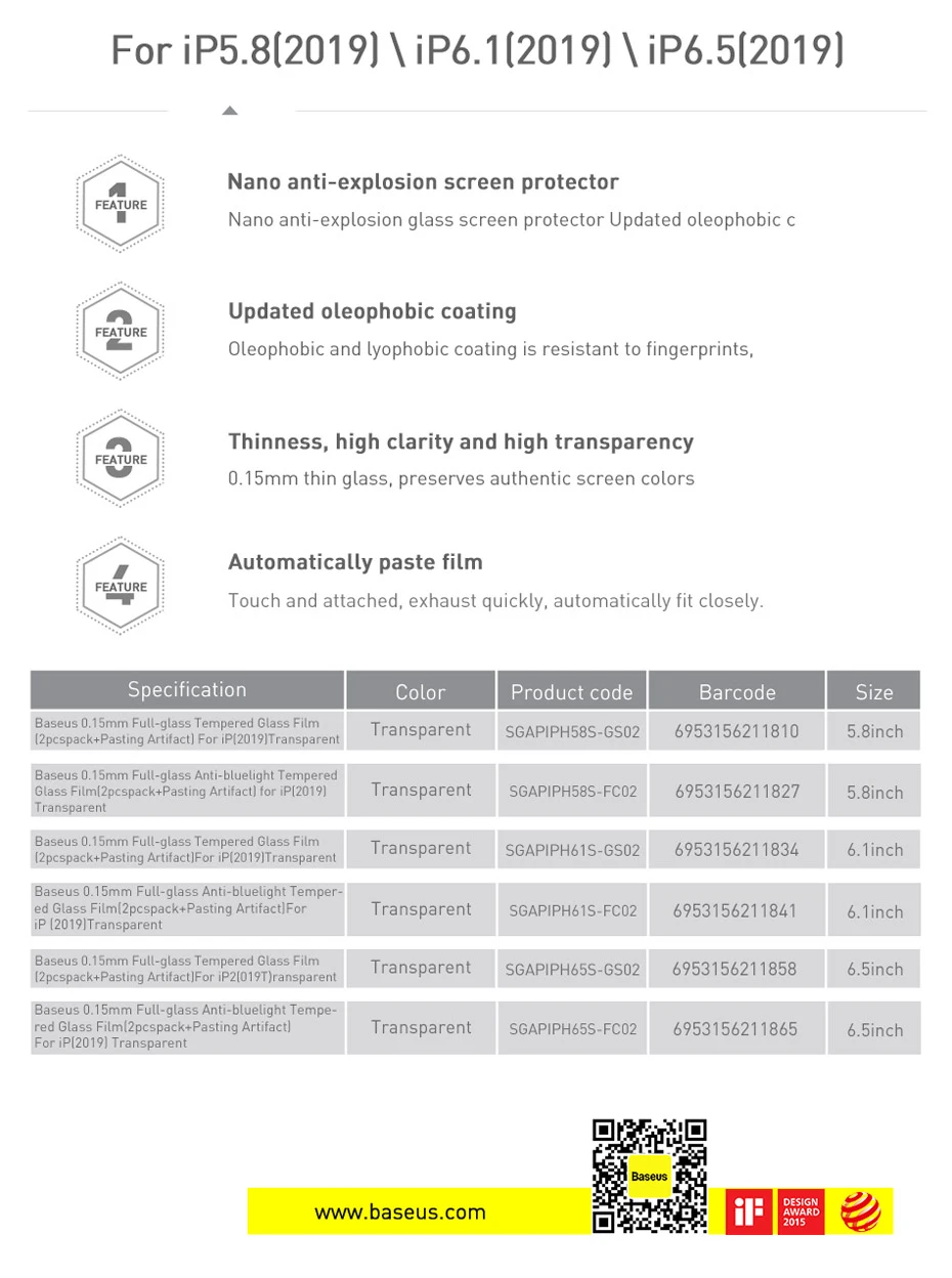 Baseus 2 шт. 0,15 мм защита для экрана для iPhone 11 Pro Max 11pro закаленное стекло, Защитное стекло для iPhone XS Max XR X