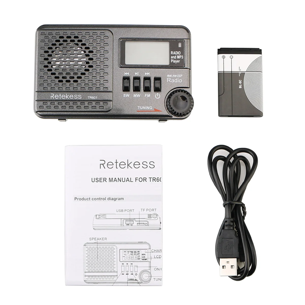 Retekess TR601 FM/AM/SW Карманные Радио цифровые часы DSP радио приемник MP3 плеер 9 к/10 к Настройка Micro SD карты порт USB вход