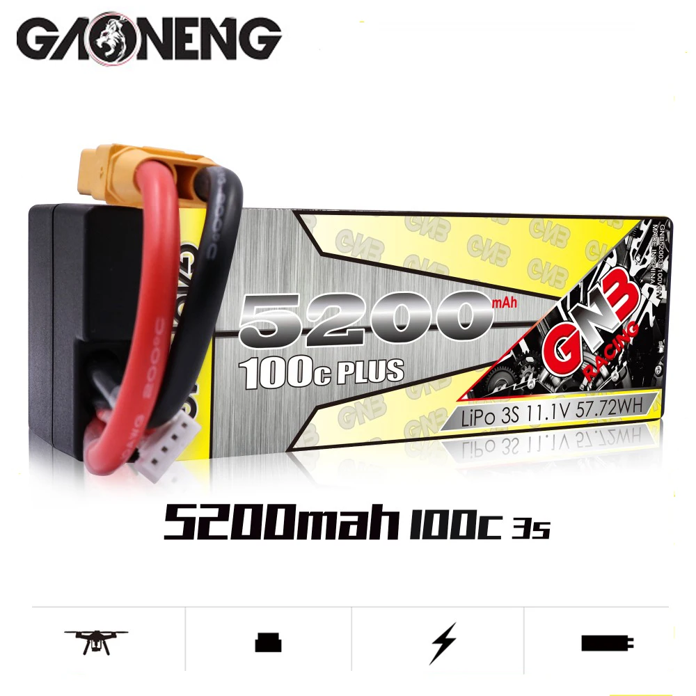 Gaoneng 5200mAh 3S1P 11,1 V 100C/200C Hardcase LiPo аккумулятор с разъемами XT60 T Разъем для RC автомобиля четыре привода RC автомобиля лодки
