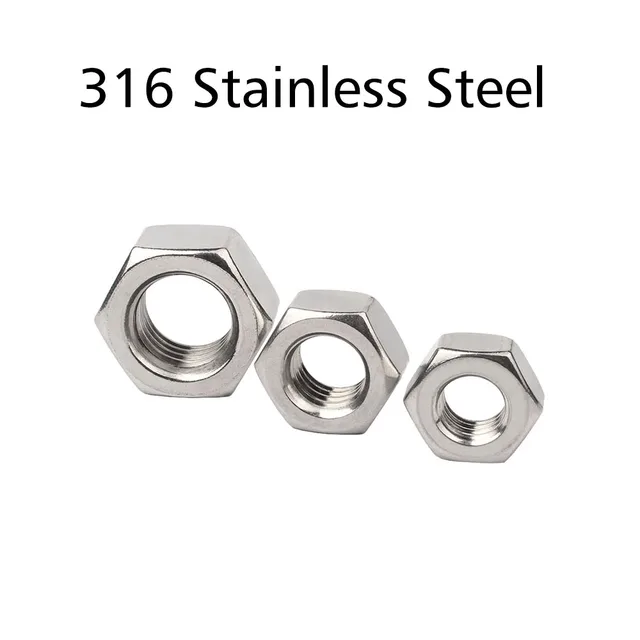 Hex Nut  Hexagon 304 Stainless Steel M1 M1.2 M1.4 M1.6 M2 M2.5 M3 M3.5 M4 M5 M6 M8 M10 M12 M14 M16 M18 M20 M22 M24 M27 M30 M33 316 Stainless Steel