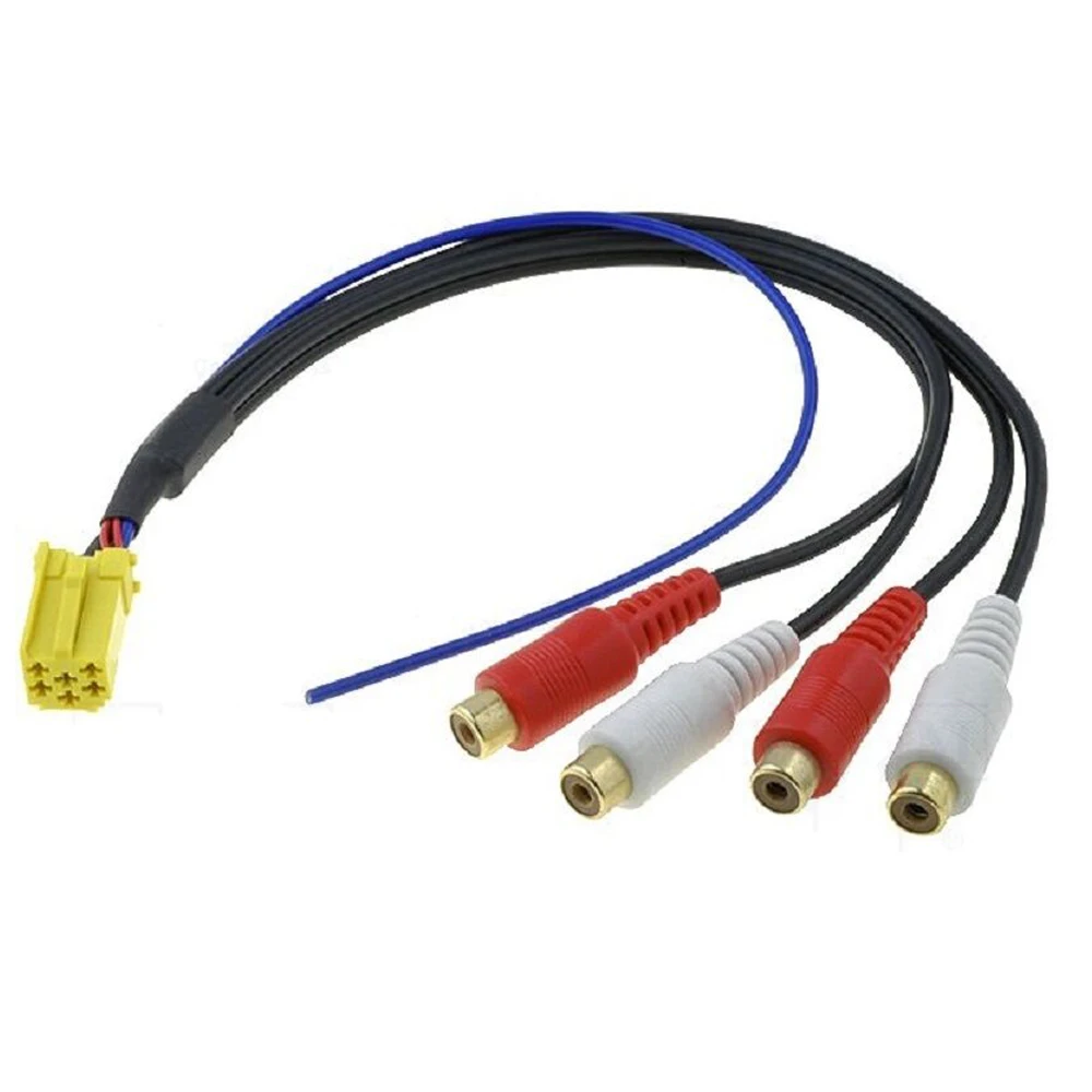 Mini 6 Pin Iso Adapter Aux Line Out 4 Chinch Kabel 4 Rca Plug Per Vw Golf Per Skoda Vdo Per Audi Per Ford