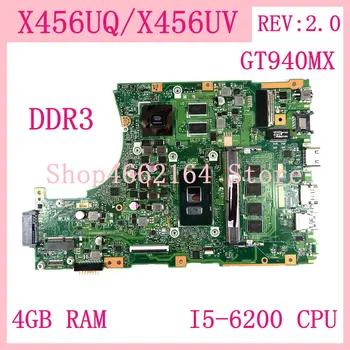 شراءX456UQ 4GB RAM I5-6200 CPU GT940MX DDR3 REV:2.0 اللوحة ل ASUS X456U X456UV X456UVK X456UQK X456UQ Laptop Mainboard اختبار