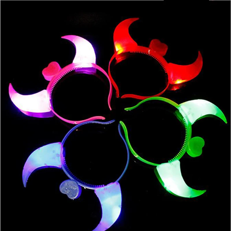 

LED Party Toy Supplies Colorful Led Flash Ox Horns Festival Glowing Headband Kids Toys Colorful Light Up Horns Toys Glow In Dark