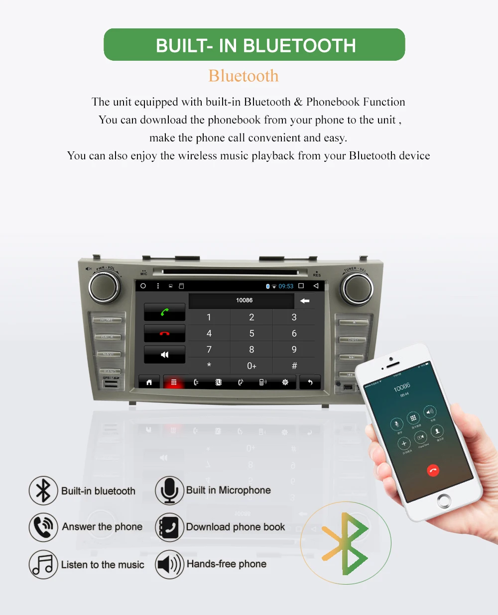 Top Bonroad 8" 2Din Android 8.1 Car DVD Video Radio GPS Navigation For Camry 2007-2011 Car multimedia playr Stereo Ram2G Rom16G 6 Top Bonroad 8" 2Din Android 8.1 Car DVD Video Radio GPS Navigation For Camry 2007-2011 Car multimedia playr Stereo Ram2G Rom16G 6