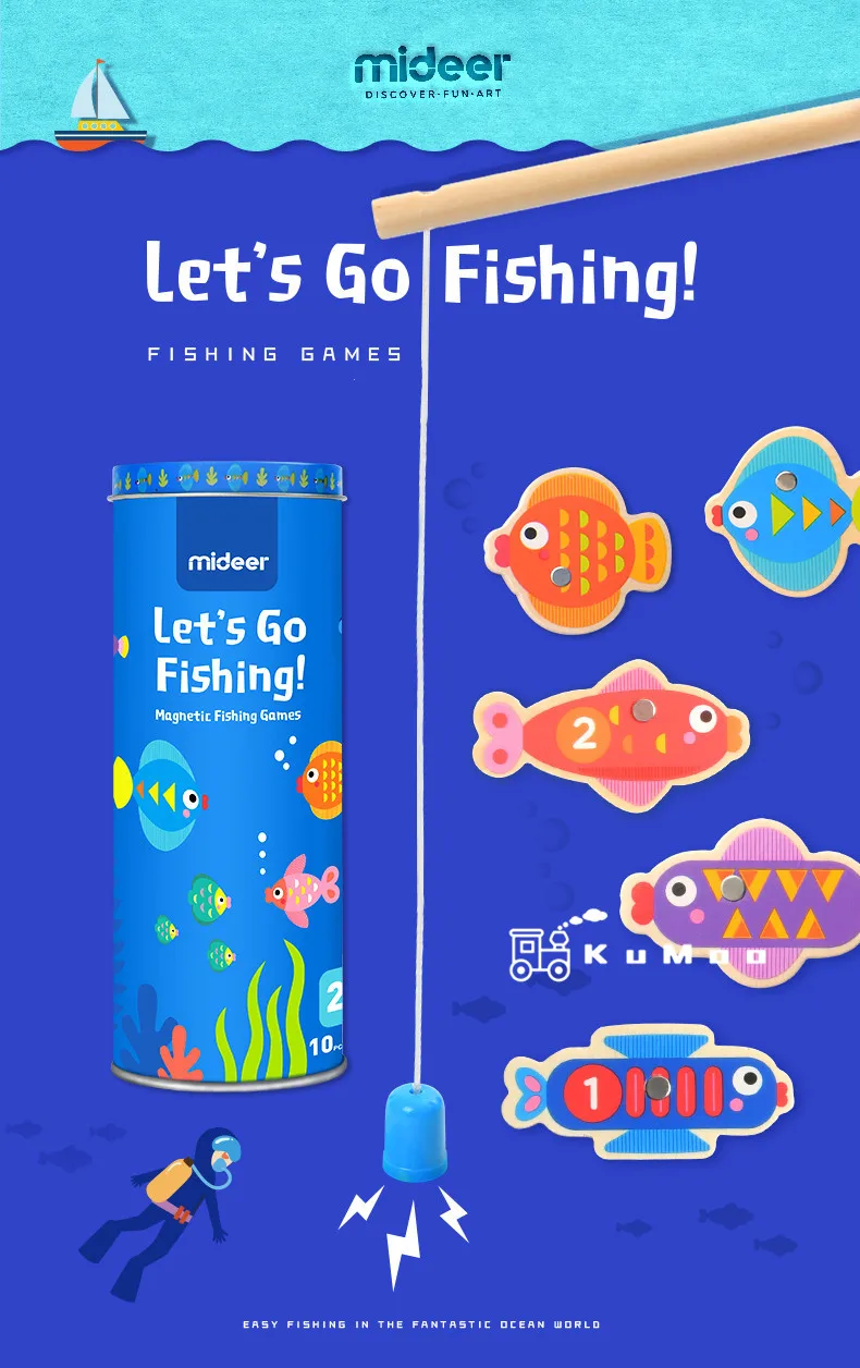 

MiDeer Childrens Magnetic Lets Go Fishing Game Set Baby Puzzle Early Learning Parent child Interactive Board Game