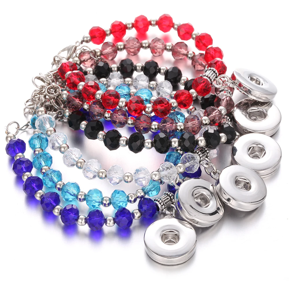 New Snap Button Jewelry Bracelet Natural Stone Beaded 18mm Snap